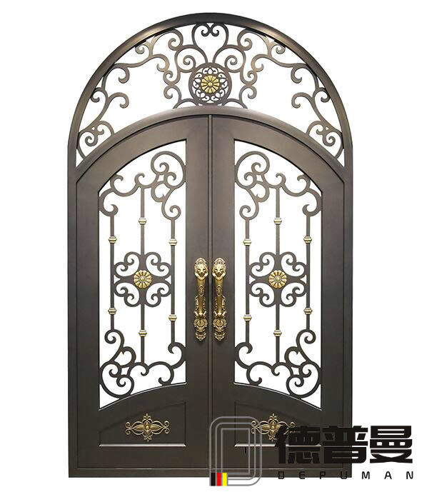 帶圓弧別墅玻璃鑄鋁大門